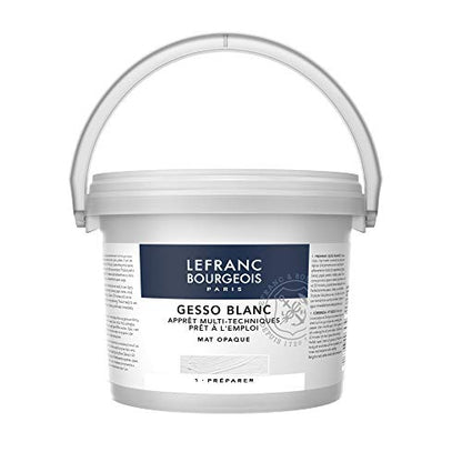 Lefranc & Bourgeois 300658 Gesso, White, Universalgrundierung Acrylic Painting, Ready to Use – Matte Opaque Opaque for Canvas, Paper, Stone, Wood, Plaster 2.5 Litre Bucket
