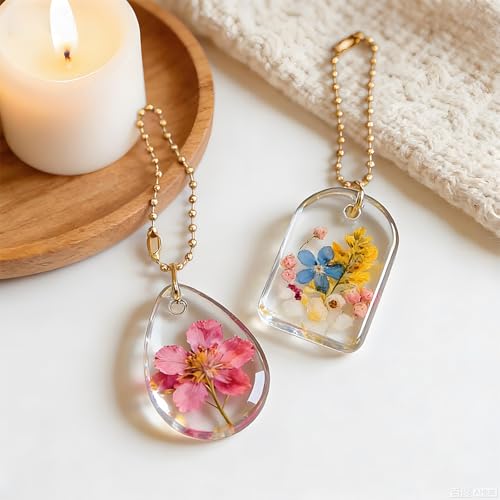 RESIN GO 64Pcs Rounded Edge Resin Jewelry Molds, 4 Styles Keychain Resin Molds Silicone with Hole, Arc Edge Pendant Silicone Molds for Epoxy Resin Jewelry, Earring, Necklace, Keychain Making Kit - color: 64pcs Rounded Edge Pendant Molds
