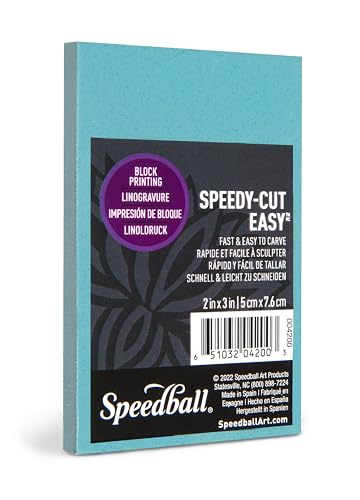 Speedball 4200 Speedy-Cut Easy Block Printing Carving Block – Soft Rubber-Like Material, Blue, 2 x 3 Inches - size: 2 x 3