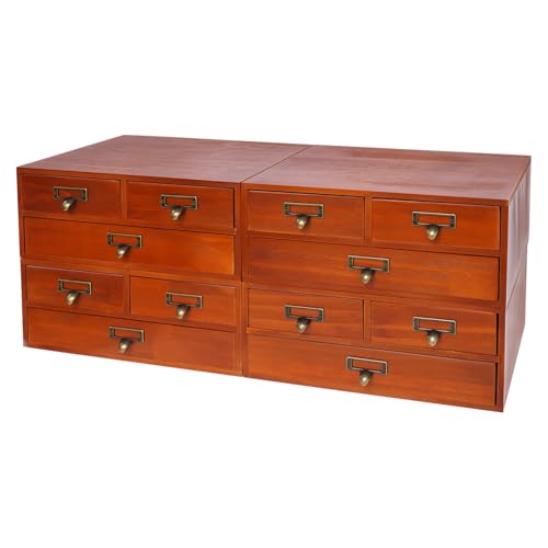 Desk Drawer Organizer | 12 Drawers Apothecary Cabinet | Apothecary Supplies Vintage Chests | Desktop Chest Drawer | Wooden Desk Drawer Organizer for Tea Collection, Stationery (Brown) - color: Brown