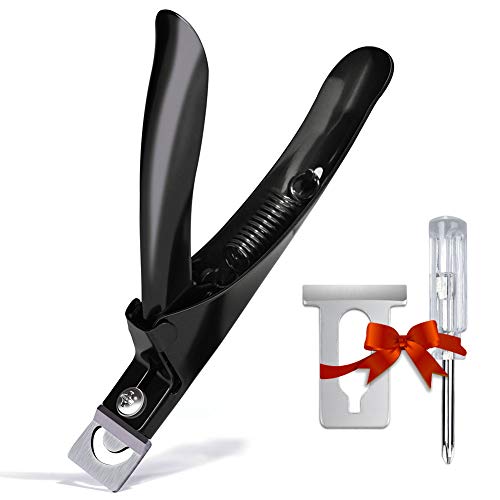 Black Premium Adjustable Stainless Steel Artificial Acrylic Fake False Nail Tip Clipper Cutter Trimmer Manicure Pedicure Sharp Blade Clip Tool For Salon Home Nail Art Beauty Design DIY - color: Metal Black