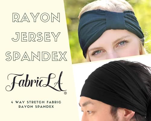 FabricLA Rayon Jersey Spandex - 4 Way Stretch - 58/60" Inches (150 CM) Wide - Medium to Heavy Fabric 240gsm - Black, 2 Continuous Yards - color: Black, size: 2 Yard Pre Cut