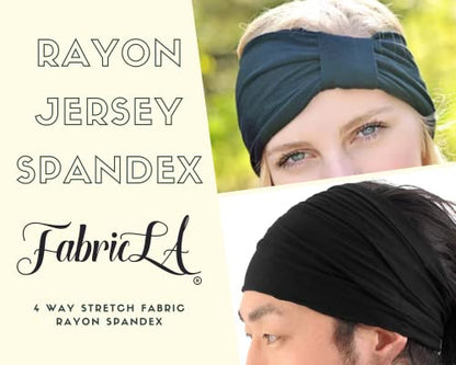 FabricLA Rayon Jersey Spandex - 4 Way Stretch - 58/60" Inches (150 CM) Wide - Medium to Heavy Fabric 240gsm - Black, 2 Continuous Yards - color: Black, size: 2 Yard Pre Cut