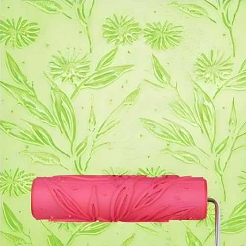 7"DIY Patterned Paint Roller | Decorative Art Texture Roller | Embossing Texture Rubber Roller Painting Supplies | Pattern Art Texture Tools for Household Wall Painting (BK048R) - style: BK048R