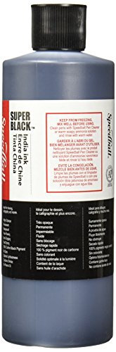 Speedball - 3378 Super Black India Ink, 1 Pint - 404696