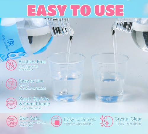 Liquid Silicone for Taba Squishy Kit- 18oz Transparent Liquid Silicone, Super Soft Fast Cure Rubber for Taba Squishies Molds, DIY Squishy Maker Kit for Cat Paw Casting Molding, Stress Relief Craft
