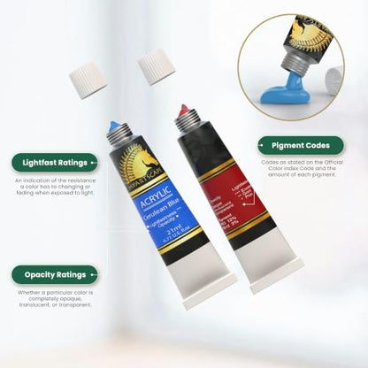 MyArtscape Heavy Body Acrylic Paint Set 24 Colors x 21ml — Rich Pigment Artist Acrylic Paints for Canvas, Wood & Fabric | Non-Toxic ASTM D4236 | Professional Paint Set for Adults & Beginners