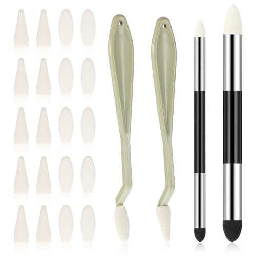 24pcs Oil Pastel Blending Tools, Artist Blending Sponge Pen and Stump Dual Headed Stumps Sketch Trimmer Erase Sponge Wipe Brush with 20 Rubbing Head Pencil Sketch for Highlighting Shading
