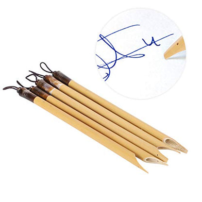 AYNEFY Comic Dip Pen Set, 5Pcs Wooden Handle Calligraphy Dip Pen Set with 5 Nibs Artist Cartoon Pen Set Cartoon Painting Tool Manga Dip Pen Signature Pen (Bamboo Tip Set) - size: Natural Bamboo Tip Set