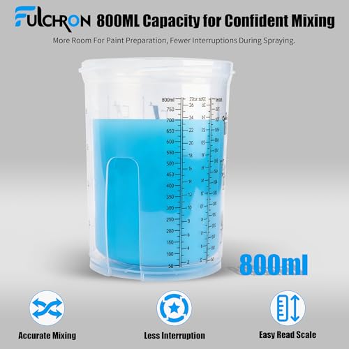 Disposable Paint Cups for Spray Guns, 45PCS 27oz (800ml) Paint Mixing Cup System with Lids, 2 Hard Cups & Retainer Rings, Ideal for Automotive Paint, Primer, Sealer and Clear Coat - size: 27 ounce