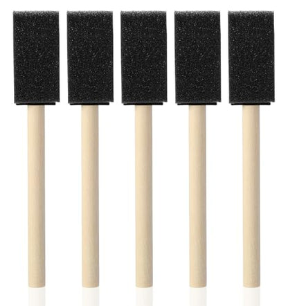 5 Pcs Foam Brush, Foam Paint Brushes 1 Inch Black Wood Handle Foams Brushes for Painting, Varnishes & DIY Projects