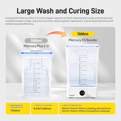 ELEGOO Mercury XS Bundle, Wash and Cure Machine for Large Resin 3D Printed Models, Compatible with Saturn and Mars LCD 3D Printers, with a Handheld UV Lamp - style: Mercury XS Bundle-L