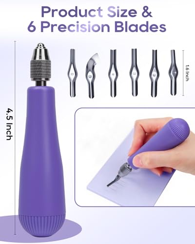 UCEC 1+7 Pack Linocut Carving Tools Linoleum Cutter & Linocut Block Printing Kit – Includes 5 Soft 4" x 6" Linoleum Blocks and Lino Cutting Tools with 6 Blades Universal Size, 4’’ Brayer Roller, Compl