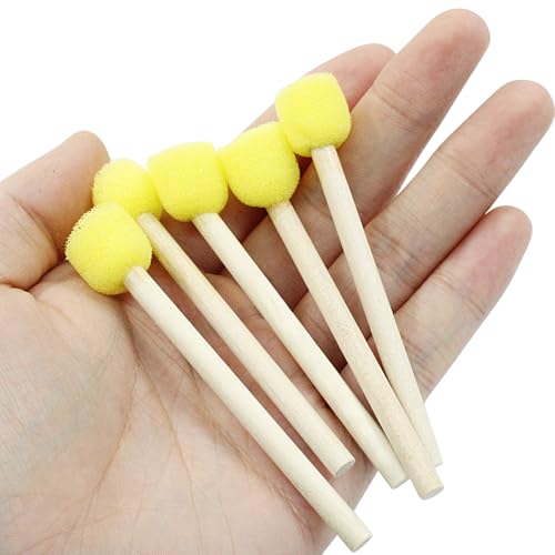 100 Pcs Round Sponge Brush Paint Set 15mm Foam Sponge Wood Handle Paint Brush Set for Painting Crafts, DIY Painting Tools(0.6 Inch) - style: 100 * 0.6Inch