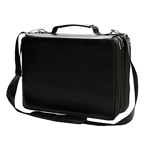 Marker Pen Organizer Case 224 Slots Large Capacity with Handy Wrap Portable Multilayer Holder for Watercolor Pencils & Gel Pen Markers(Black) - color: Black, size: 224