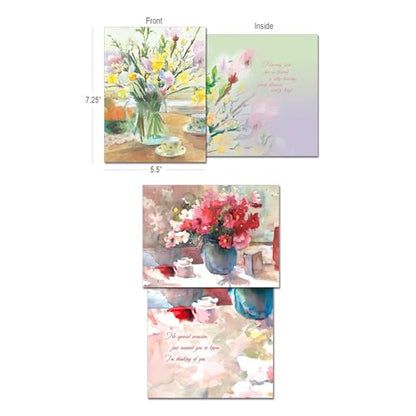 Leanin' Tree The Art of Judy Buswell Floral Greeting Variety for Birthday Cards and Birthday Card Messages, Garden Watercolor All Occasion Set of 20, Includes Cards for All Occasions