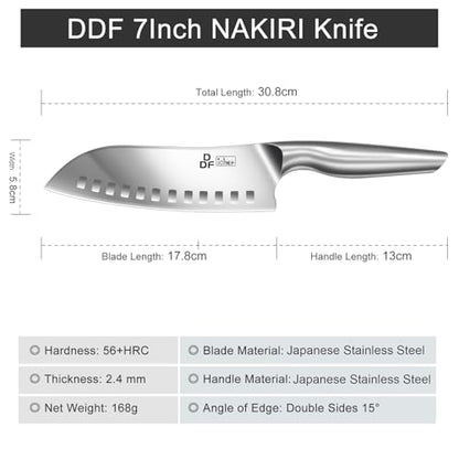 DDF iohEF Kitchen Knife, Chef's Knife In Japanese Stainless Steel Professional Santoku Cooking Knife, 7 Inch Non-slip Ultra Sharp Knife with Ergonomic Handle - color: Santoku Knife