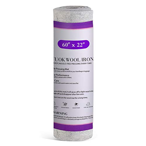 Rdutuok Wool Pressing Mat 60 x 22 Inch Extra Large Ironing Mat for Quilting 1/2" Thick 100% New Zealand Wool Ironing Pad for Quilters Tabletop Ironing Board Alternative for Sewing and Embroidery - size: 60" x 22"