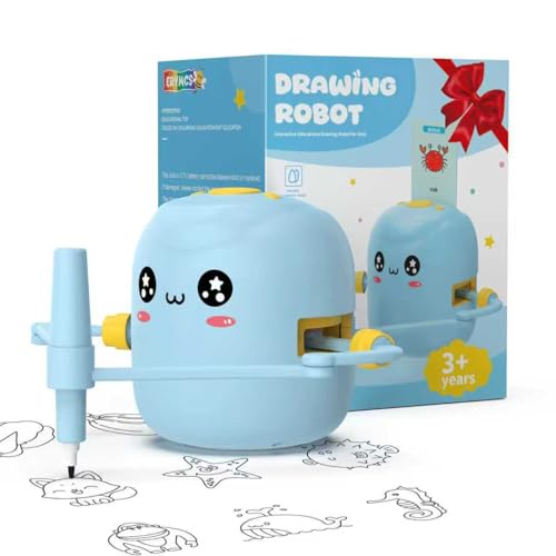 Drawing Robot for Kids with 150 Cards, Voice Interactive Educational Drawing Kit for Kids, Montessori Painting Learning Toys for 3 4 5 6 7 8 Year Old Boys Girls Birthday Party - color: Blue