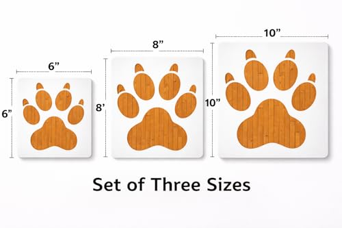 Dog Paw Print Stencil – Pet Paw Outline Template for Painting Crafting Scrapbooking and DIY Projects (3 Pcs Set) - style: Paw Print