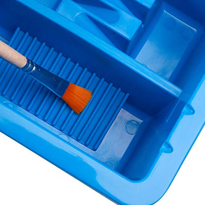 Paint Brush Cleaner Brush Holder Tray Multi-functional Paint Brush Basin Cleaner Plastic Artist Brush Cleaning Washer with Lid Brush Washing Tub for Watercolor Oil Gouache Acrylic Painting