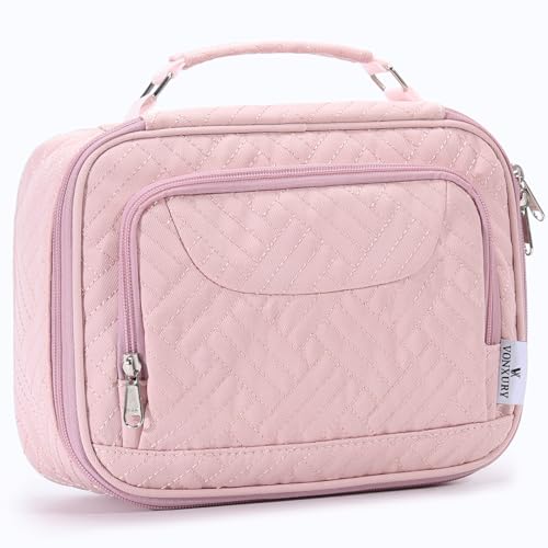 Large Pen Pencil Case,VONXURY High Capacity Art Colored Pencil Pouch Portable Stationery Organizer With 2 Detachable Layers 54 Slots Multiple Zipper Pockets for School Office College - color: Pink