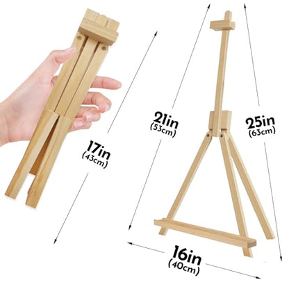 CONDA 25'' Folding Wooden Tabletop Easel for Painting, Hold Canvas up to 23 Inches, Portable A-Frame Artist Desktop Painting Stand, Photo Picture Sign Holder