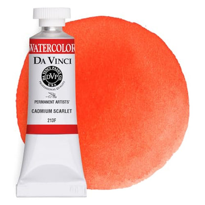 DA VINCI PAINTS Professional Artist Watercolor Paint, Cadmium Scarlet, 15mL - color: Cadmium Scarlet, style: 15mL