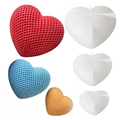 3PCS Woven Mesh Heart Candle Soap Silicone Mold, Heart Shape Silicone Molds for Epoxy Resin Casting Concrete Wax Plaster, 3D Unique Valentine's Day Mold for DIY Craft Keychain Home Decor - color: 3x Mesh Heart