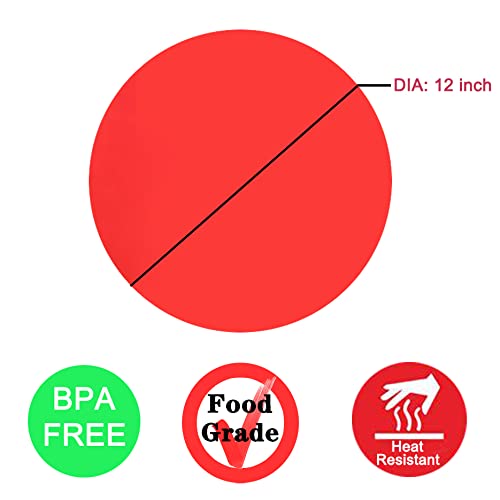 Silicone Microwave Mat 12 Inch, Non Stick Turntable Safe Baking Mat for Kitchen, Multi-Purpose Heat Resistant Oven Mat 2 Pack, BPA Free Microwave Splatter Cover (Red) - color: Red