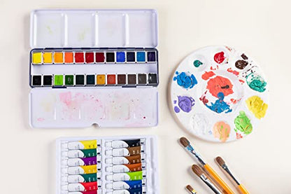 PENTA ANGEL Art Paint Tray Palette 3Pcs 10 Well Plastic Round Paint Tray for Watercolor Painting(Round-3PCS)