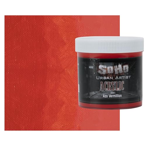Soho Urban Artist Heavy Body Acrylic Paint - 500 ml Jar - Azo Vermilion - Thick, Rich Color, Excellent Coverage, Professional Quality - Artists Acrylic Paint - color: Azo Vermilion, size: 16.91 Fl Oz (Pack of 1)