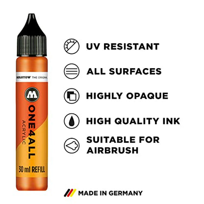 Molotow ONE4ALL Acrylic Paint Refill, For Molotow ONE4ALL Paint Marker, Mister Green, 30ml Bottle, 1 Each (693.096) - color: Mister Green, style: Refill - 30ml