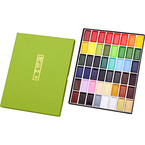 Kuretake GANSAI TAMBI Watercolor paint set 48 Colors, Professional-quality art supplies for artist, drawing, sketch, Non-Toxic, Made in Japan - style: 48 colors
