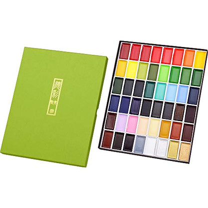 Kuretake GANSAI TAMBI Watercolor paint set 48 Colors, Professional-quality art supplies for artist, drawing, sketch, Non-Toxic, Made in Japan - style: 48 colors
