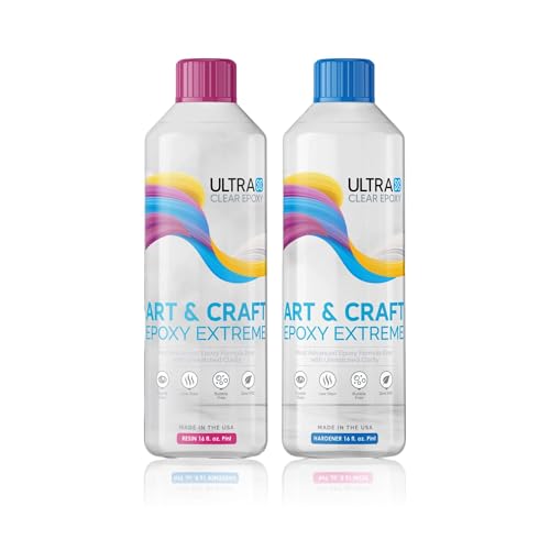 UltraClear Crystal Clear Epoxy Resin Kit for Art and Craft | Food Safe Resin and Hardener for Jewelry, Molds, Coasters, Tumblers, Geode Art | USA Made, Zero VOC (1 Quart Combined/16oz Each) - size: 1 Quart Combined / $59