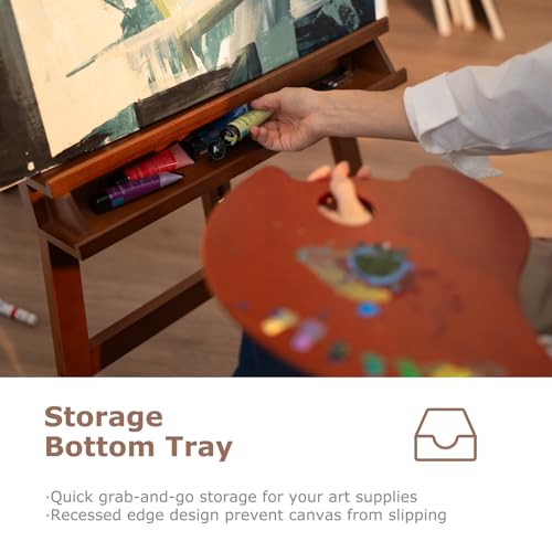 DJAR Large Floor Studio Art Easel for Painting, Sturdy and Durable, Walnut | Adjustable Artist Easel with Storage Tray, Holds canvases up to 49", Solid Beech Wood Display Stand for Adults & Beginners - style: Walnut A-Frame Easel