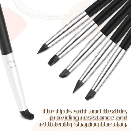 10 Pcs Silicone Sculpting Tools, Flexible Silicone Clay Tools for Handicraft Pottery Artwork Shaping & Carving DIY (Black)