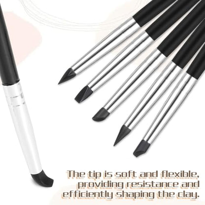 10 Pcs Silicone Sculpting Tools, Flexible Silicone Clay Tools for Handicraft Pottery Artwork Shaping & Carving DIY (Black)