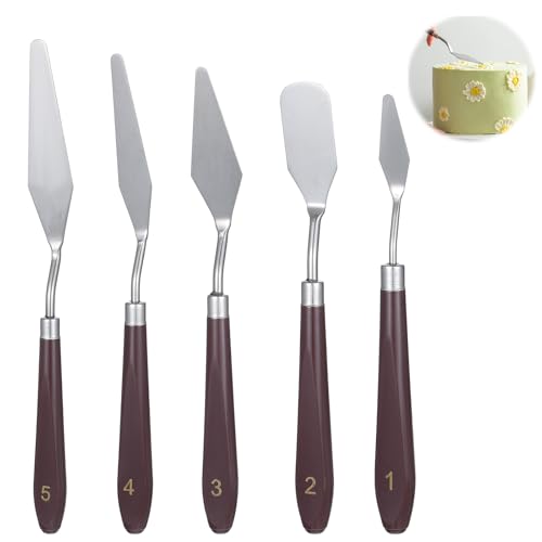5 Pcs Frosting Spatula, Cake Frosting Spatula Dual-use Pallet Knife Painting Knife for Baking Pastry Tool Cake Fondant Chocolate，Art Painting Art Acrylic Draw Color Mixing Supplies