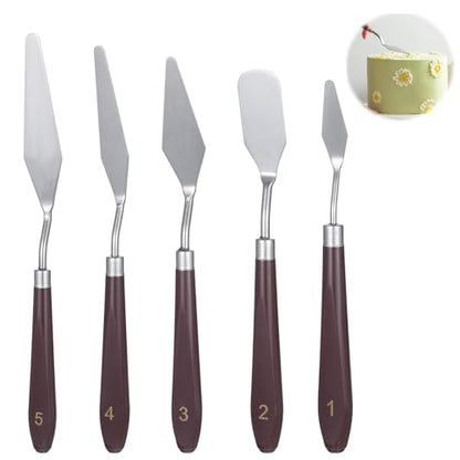 5 Pcs Frosting Spatula, Cake Frosting Spatula Dual-use Pallet Knife Painting Knife for Baking Pastry Tool Cake Fondant Chocolate，Art Painting Art Acrylic Draw Color Mixing Supplies