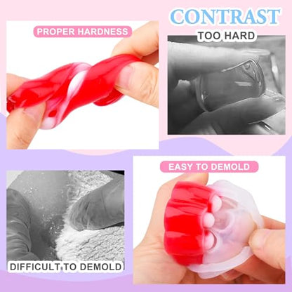 Liquid Silicone for Taba Squishy Kit - 18oz Super Soft Silicone Rubber Squishy Maker, Fast Cure Squishy Making Kit with Cat Paw, Bear Mold, Creative Stress Relieving Gift for Beginners, DIY Enthusiast - color: 250+250