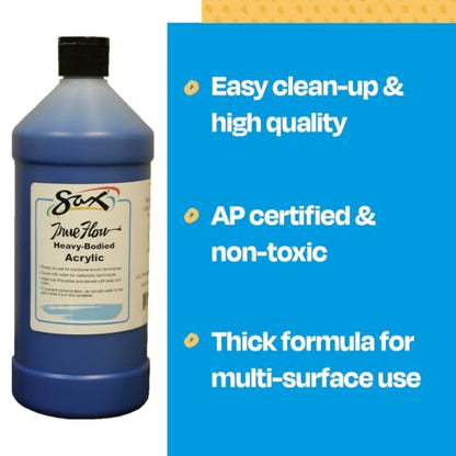 Sax Heavy Body Acrylic Paint for School and Arts and Crafts Use, Ultramarine Blue, 1 Quart - color: Ultramarine Blue, size: 32 Fl Oz (Pack of 1)