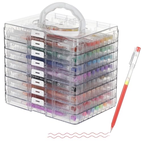 72 Colors Gel Pens Set with Stackable Case, Advanced Version Multicolor Pigment Art Drawing Markers with 0.6 mm / 0.024 in Fine Point Tips, for Journaling, Adult Coloring Books & Artistic Creations