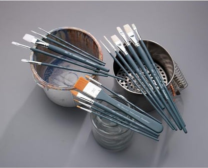 Winsor & Newton Foundation Synthetic Acrylic Brush Set, Short Handle, Round, 3 Pack - size: Round 1 & 3 & 5, style: Short Handle