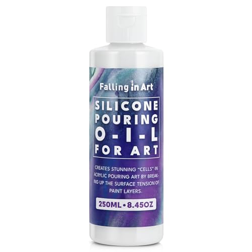 Falling in Art 8.45 Oz 100% Pure Silicone Pouring Oil, Cell Activator for Acrylic Pouring, Medium Compatible with Acrylic or Watercolor Painting - size: 8.45 Fl Oz (Pack of 1)
