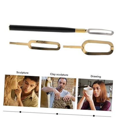 NUOBESTY 1 Set Interchangeable Heads Clay Carving Tool Set Ergonomic Pottery Scraping Sculpting Tool for Trimming Texturing and Detailing Versatile for Beginners Professionals