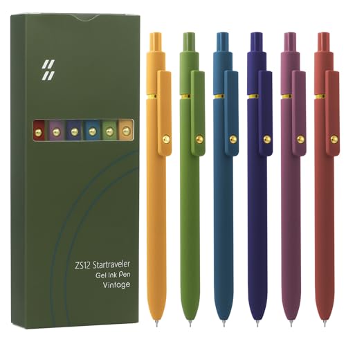 UIXJODO 6 Pcs Gel Pens 0.5mm Quick Dry Black Ink Pens Fine Point Smooth Writing Pens, Cute Office and School Supplies Gifts for Women Teacher Students (6 Pcs Vintage Gold) - color: 6 Pcs Vintage Gold