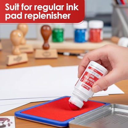 MotiMind 2 Pack Red Roll-on Stamp Pad Ink Refill 2 oz Roll-on Ink Refill Self Inking Stamps Pads Red Replacement Roller for Foam Felt Stamp Pads Pad with Roller Ball - color: Red