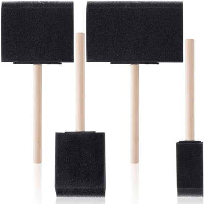 HINZIC 4 Pcs 4 Sizes Foam Paint Brushes Wood Handle Foam Brushes for Staining Varnishes, and DIY Large Area Crafting(1", 2", 3", 4") - size: 4pcs 1", 2", 3", 4"